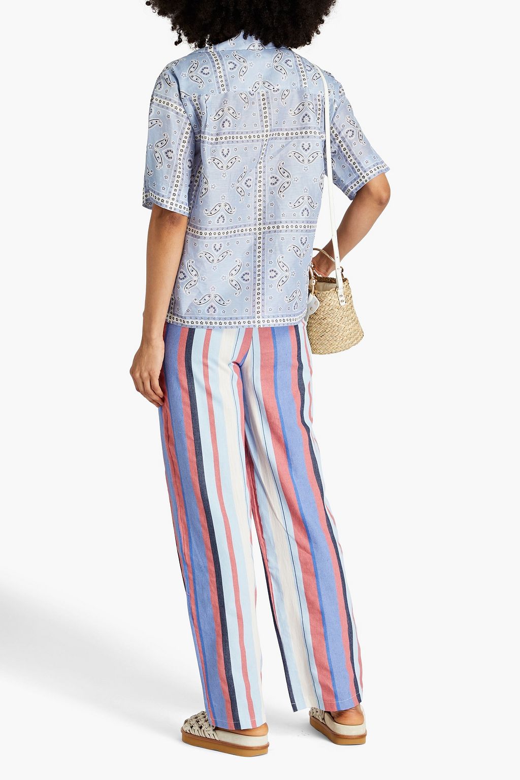 SANDRO Paisley-print linen-blend shirt