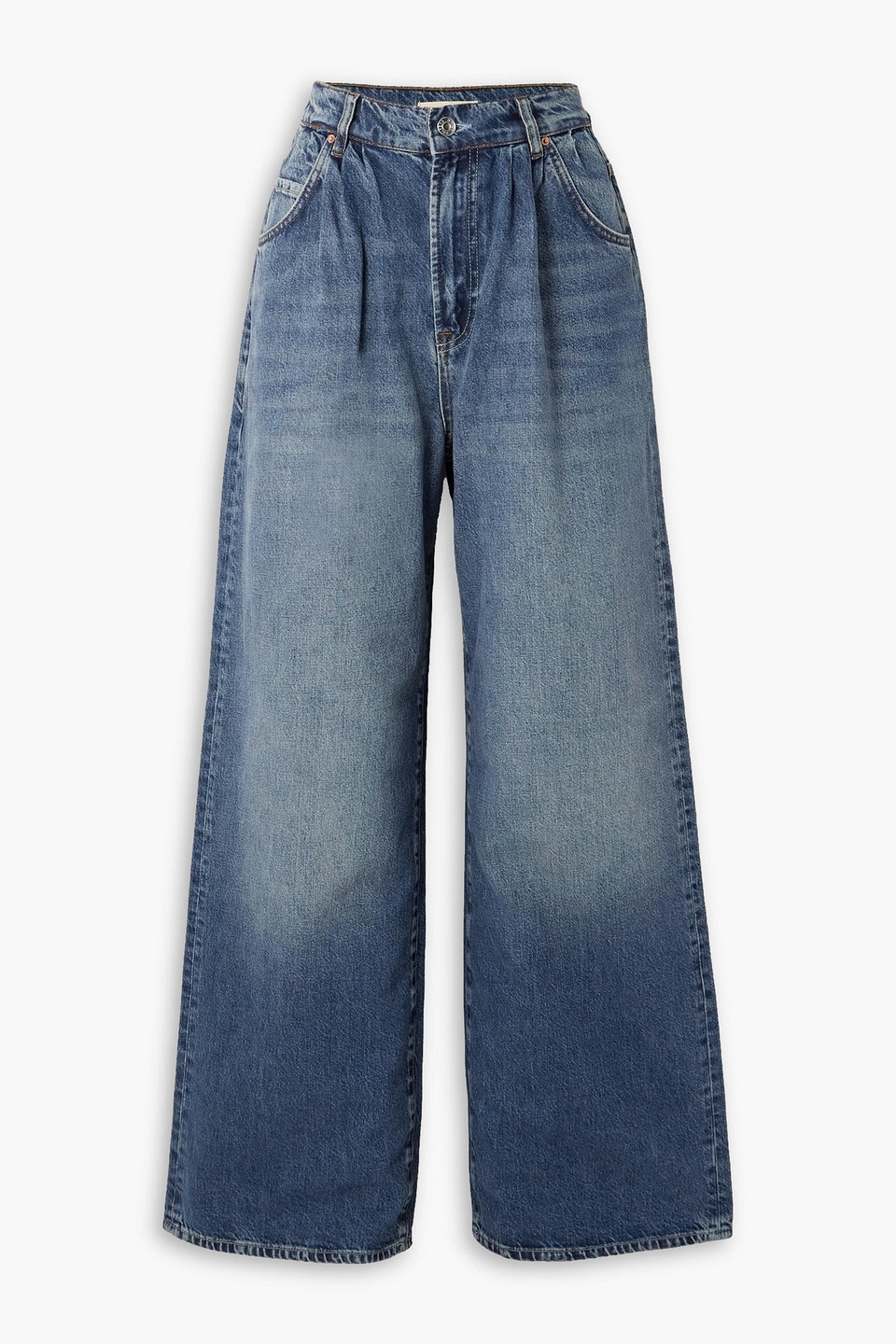 Grlfrnd Chloe Hoch Sitzende Jeans Mit Weitem Bein In Mittelblauer Denim