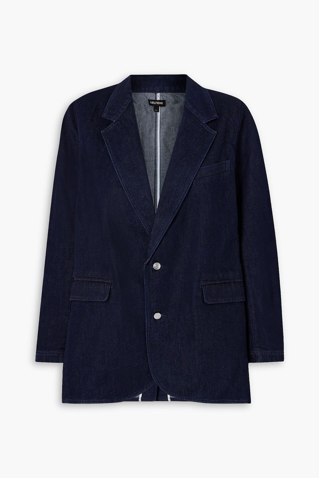 Dark denim blazer deals