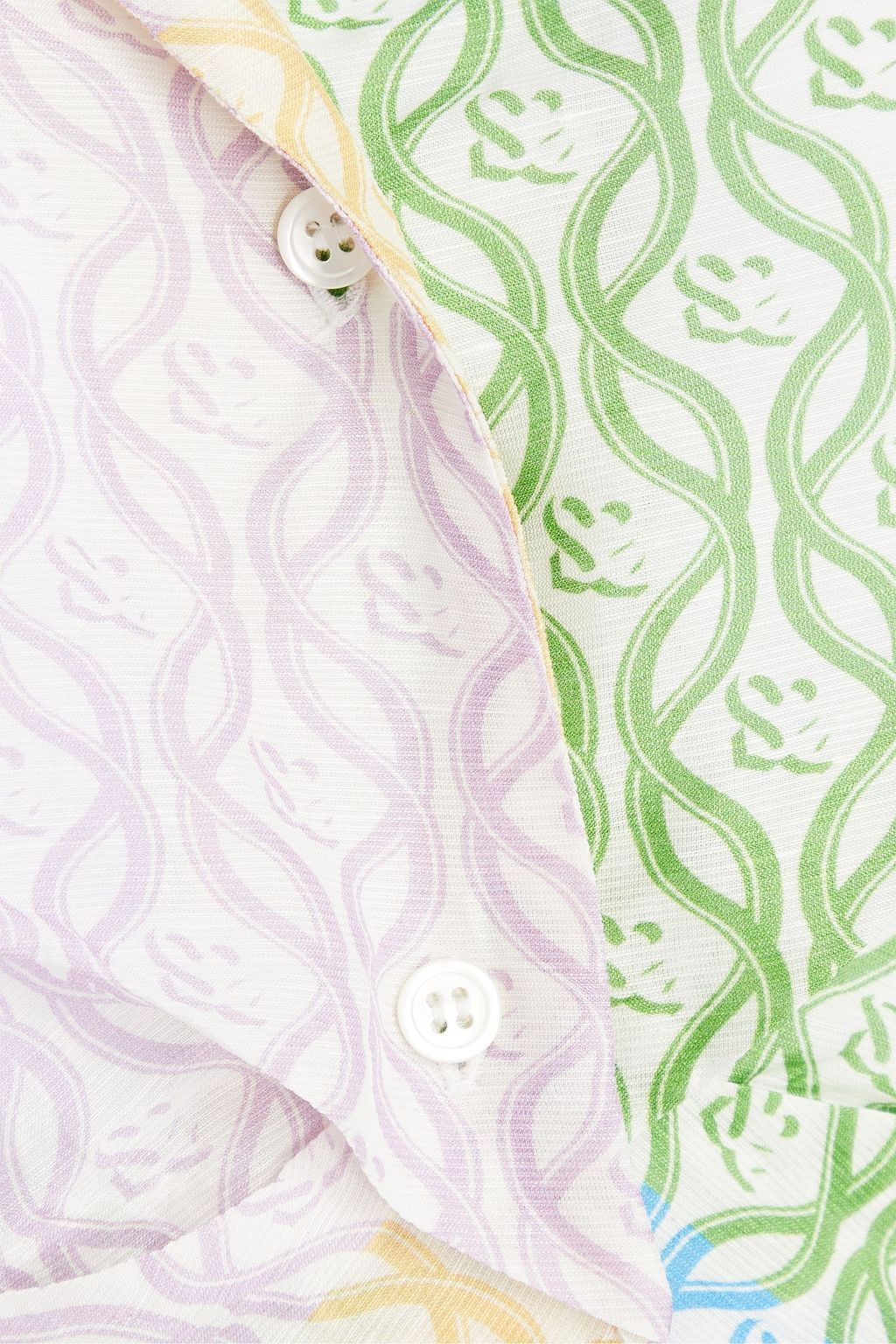 SANDRO Cropped printed linen-blend gauze shirt