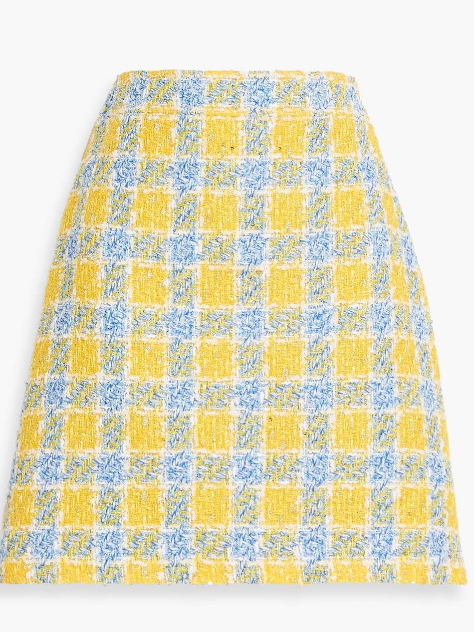 metallic checked tweed mini skirt
