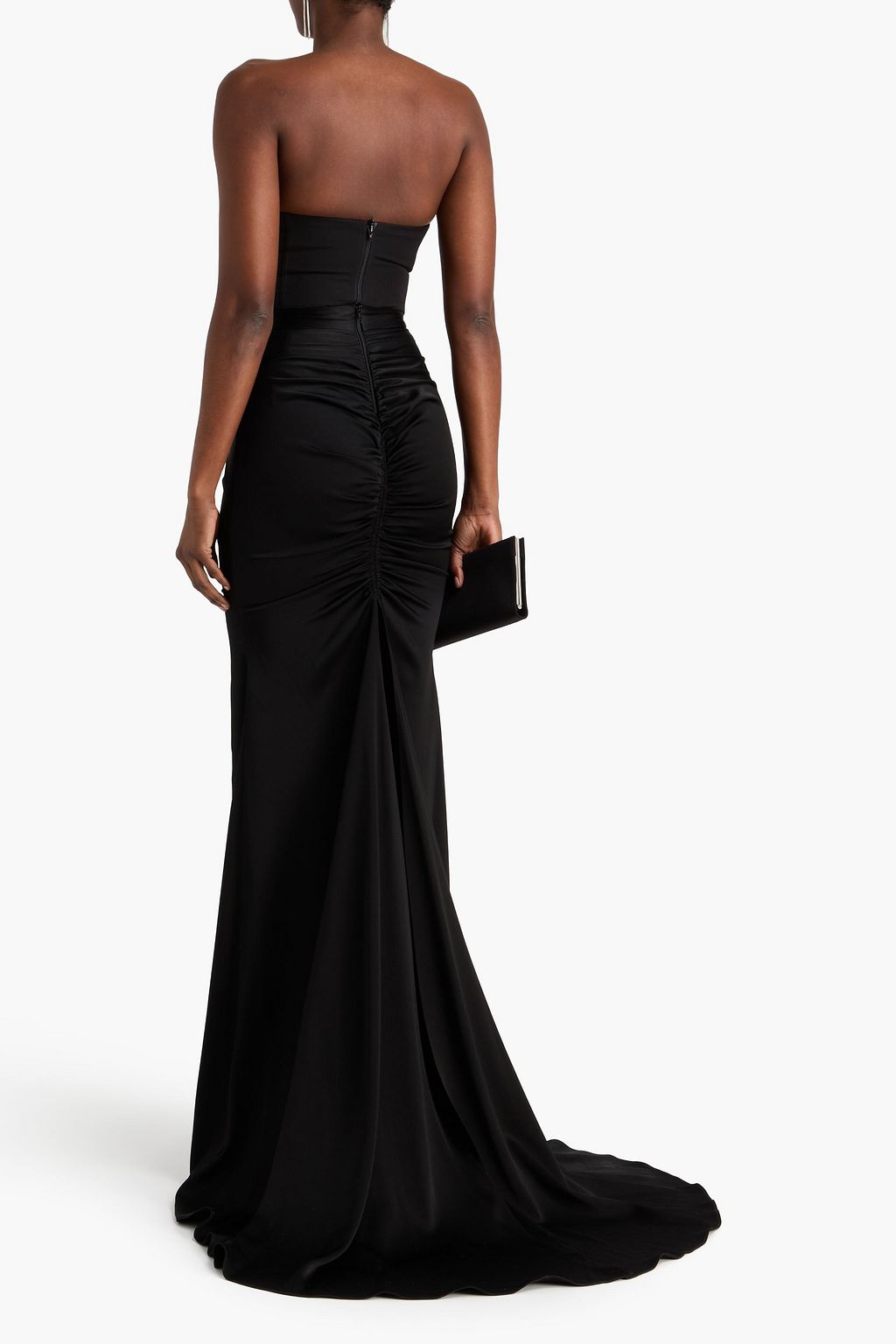 ALEX PERRY Sutton ruched satin-crepe maxi skirt