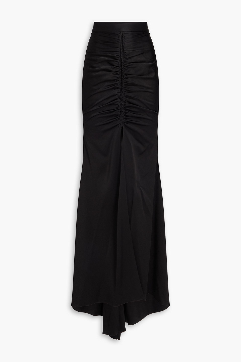 Alex Perry Sutton Ruched Satin-crepe Maxi Skirt In Black