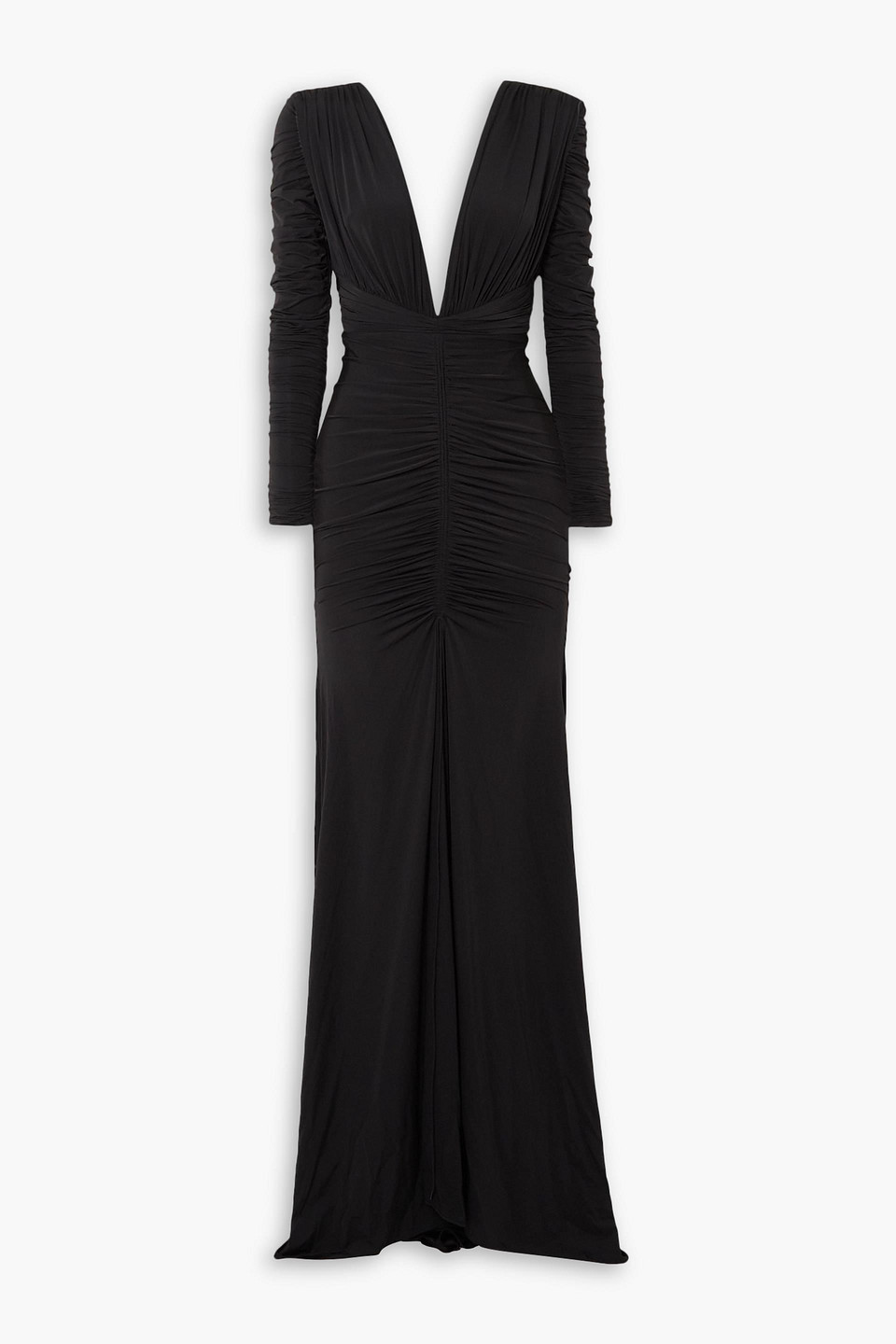 Alex Perry Dalton Ruched Stretch-jersey Gown In Black