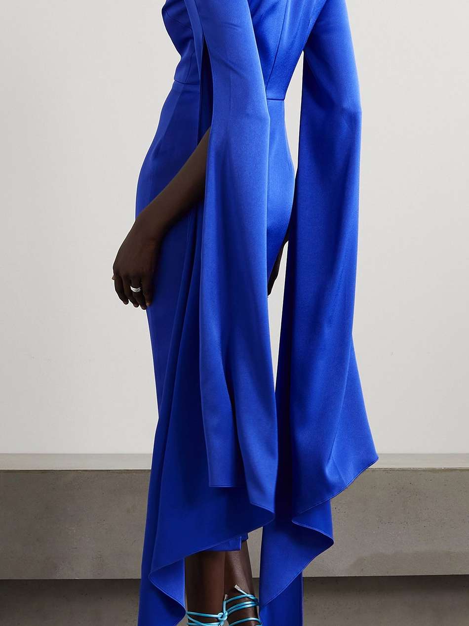 vander cape-effect satin-crepe midi dress