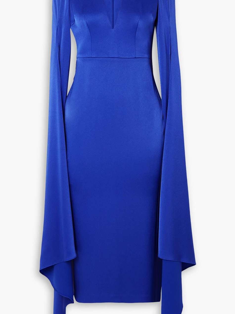 vander cape-effect satin-crepe midi dress