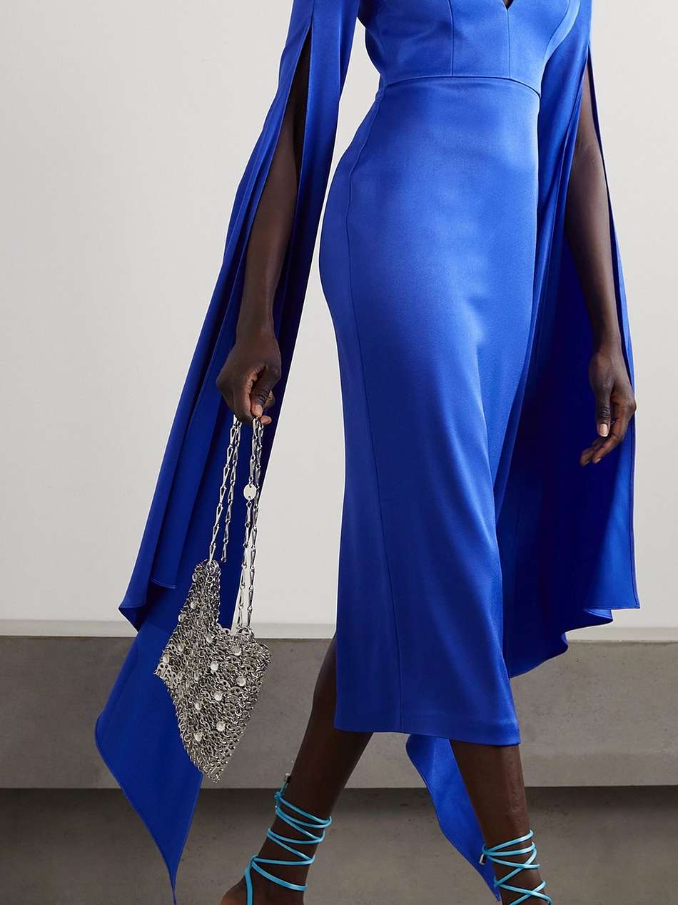 vander cape-effect satin-crepe midi dress