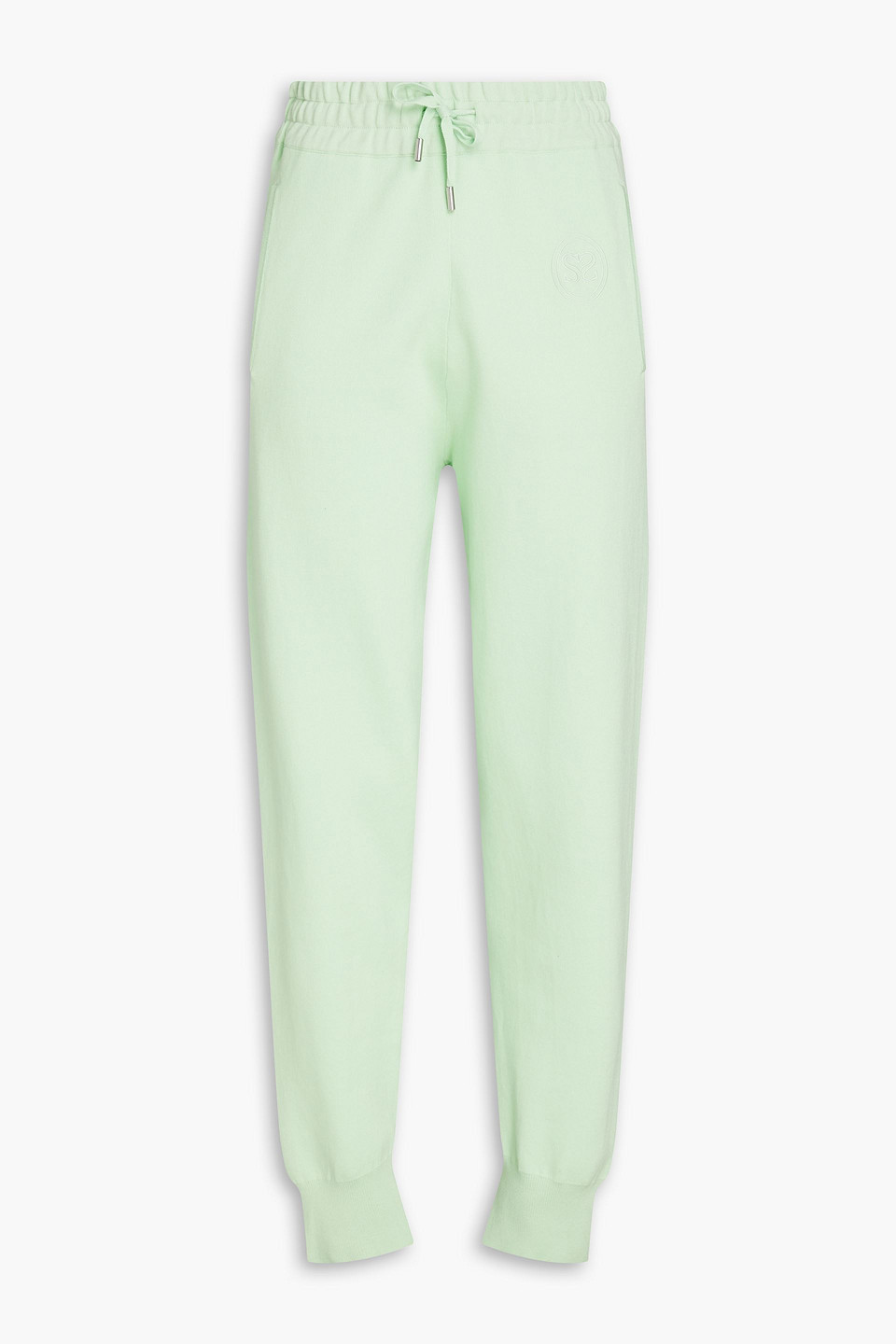 Sandro Embroidered French Terry Track Trousers In Green