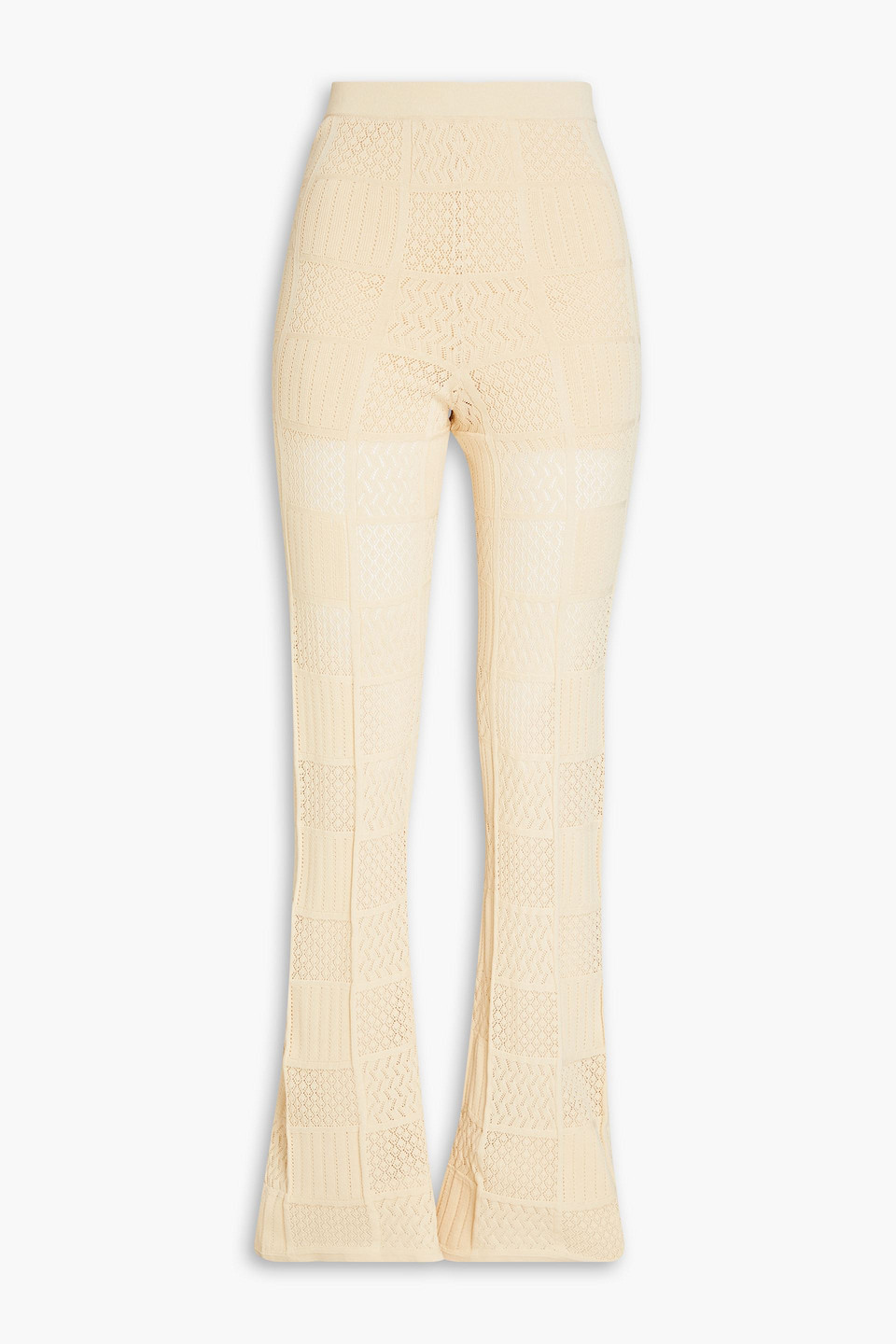 Sandro Ilyes Crochet-knit Flared Trousers In Neutral