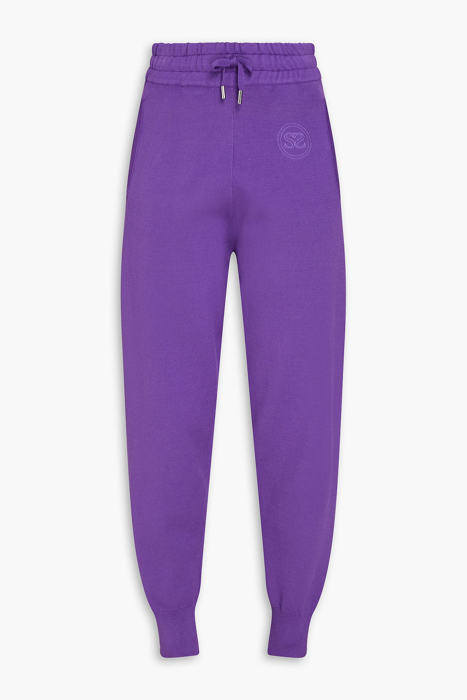 Sandro - Embroidered French terry track pants - Purple - FR 40