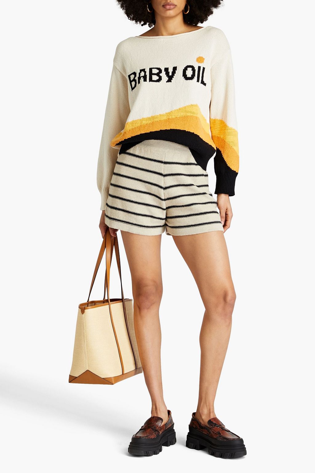 SANDRO Intarsia cottonblend sweater THE