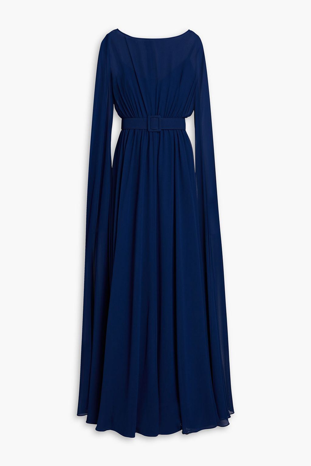 BADGLEY MISCHKA Belted draped georgette gown THE OUTNET