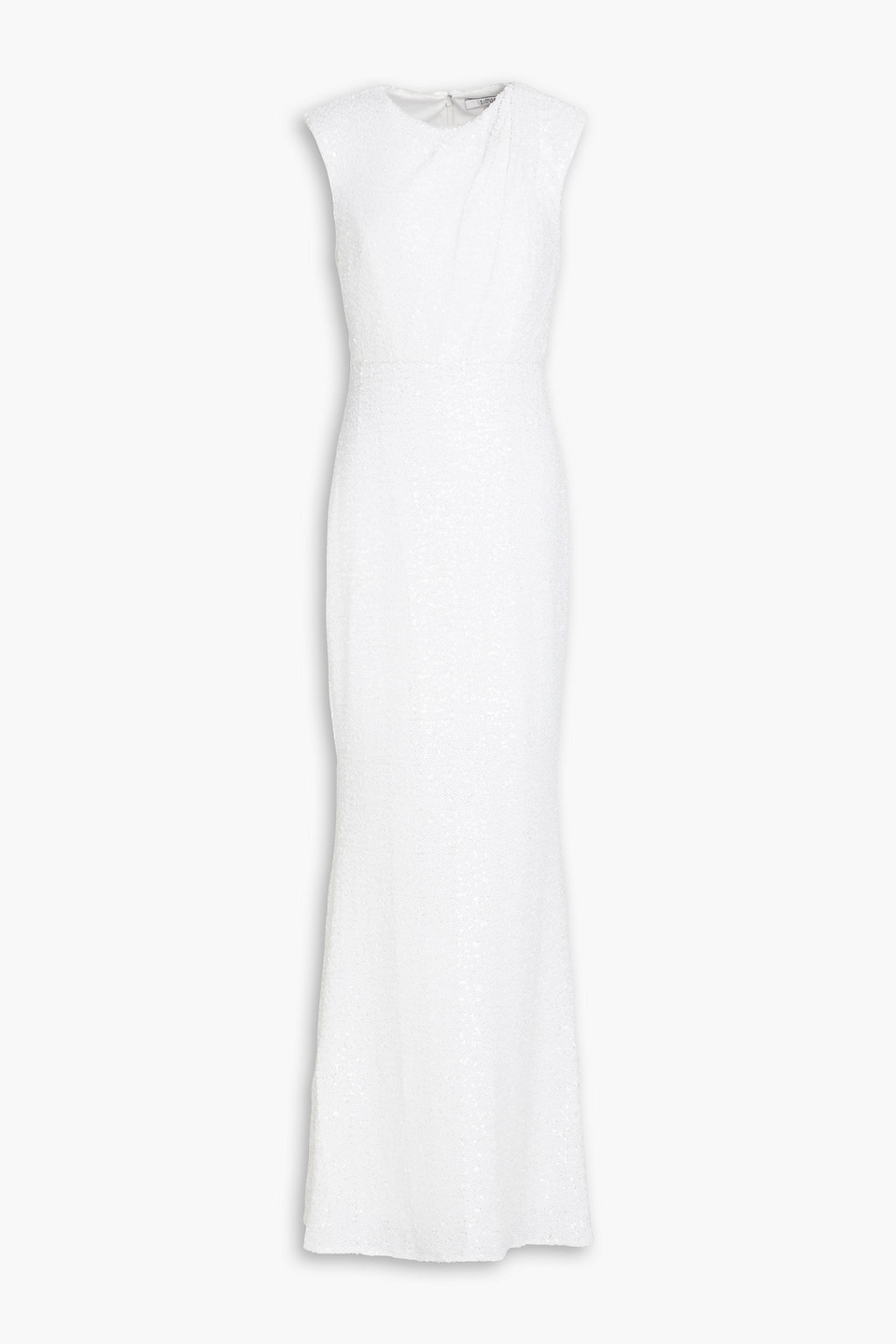 Badgley Mischka Sequined Mesh Gown In Ivory