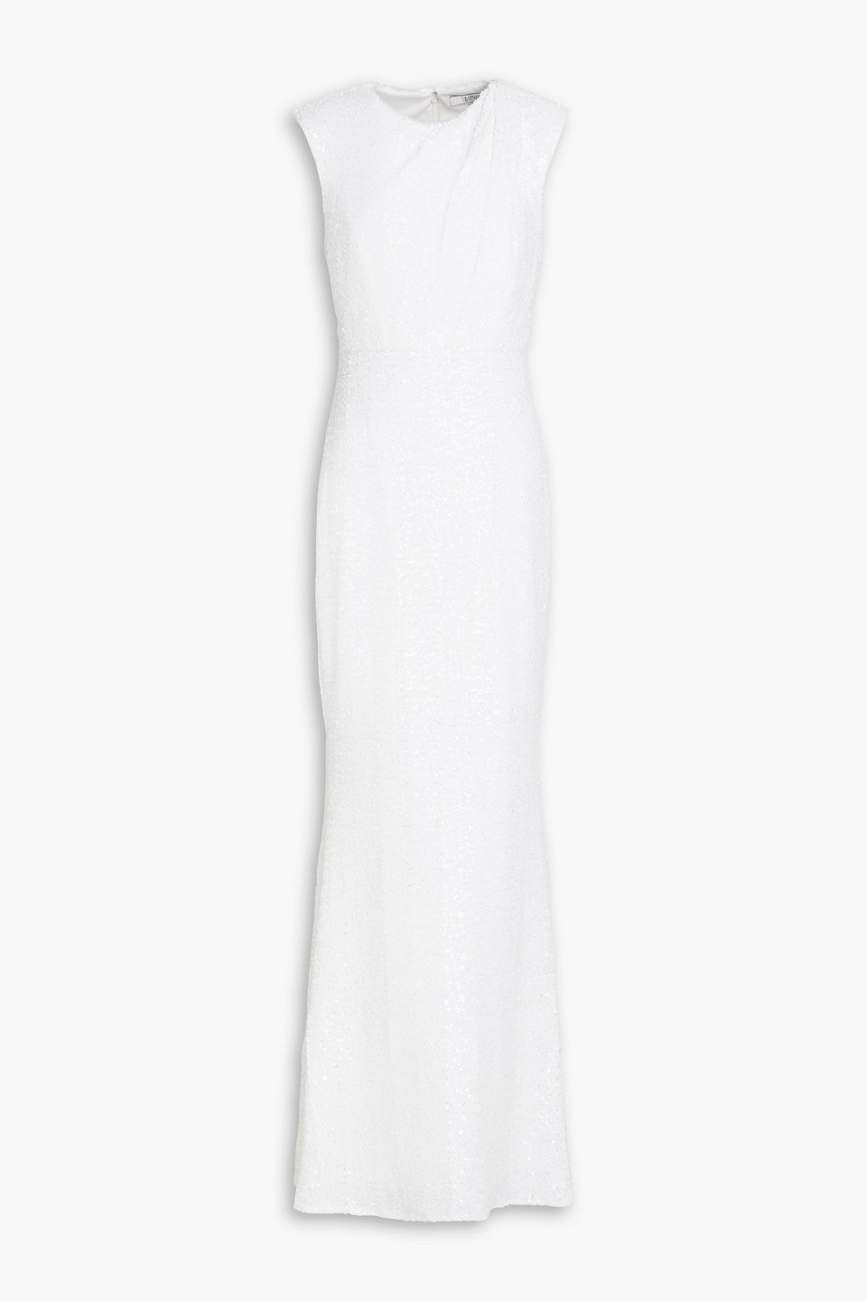 Badgley Mischka Sequined Mesh Gown In Ivory