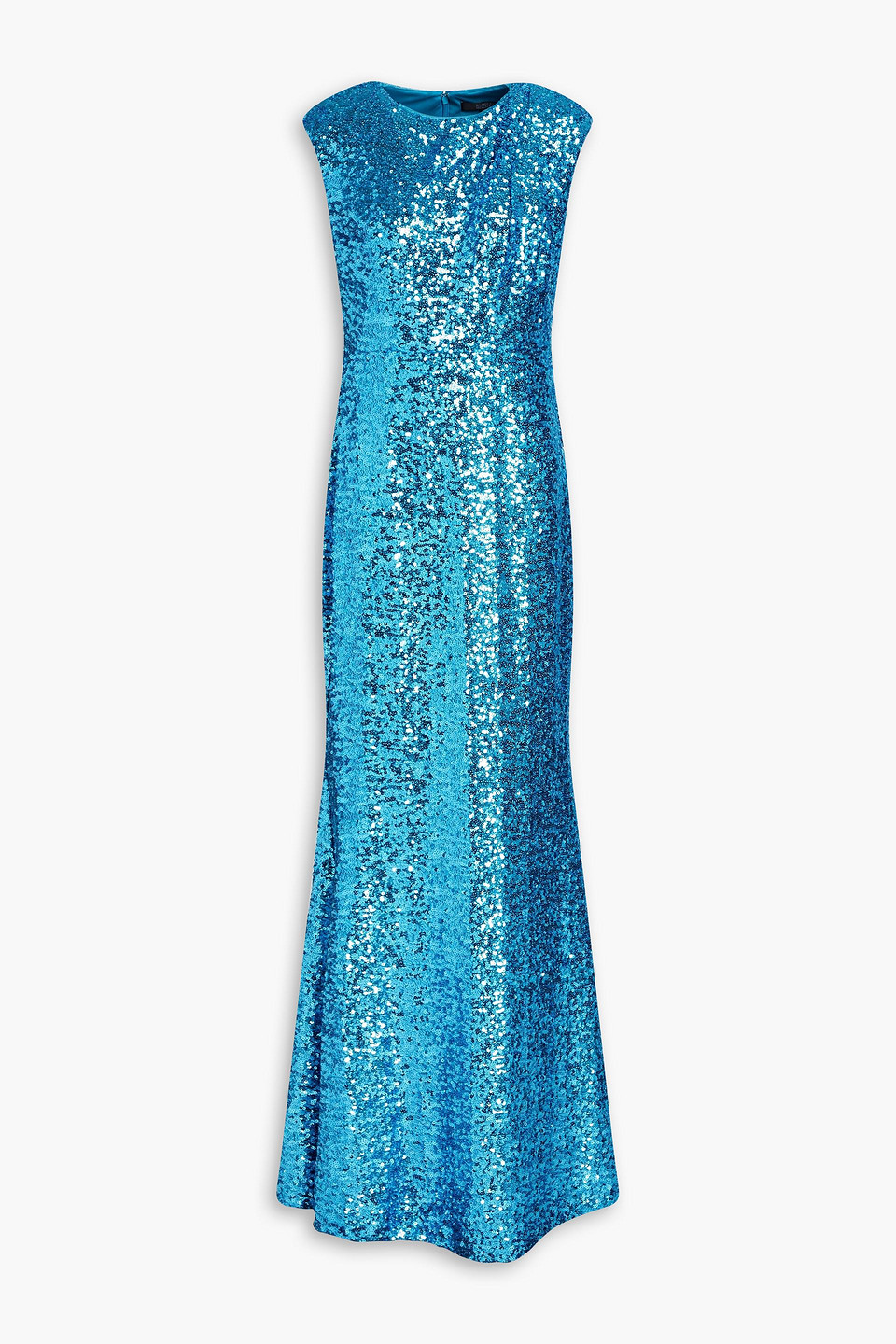 Badgley Mischka Sequined Mesh Gown In Turquoise | ModeSens