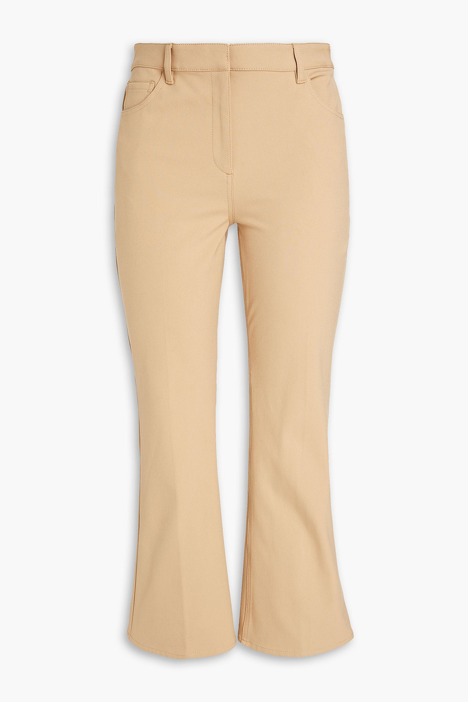 Theory Cropped Stretch-cotton Twill Kick-flare Trousers In Neutral