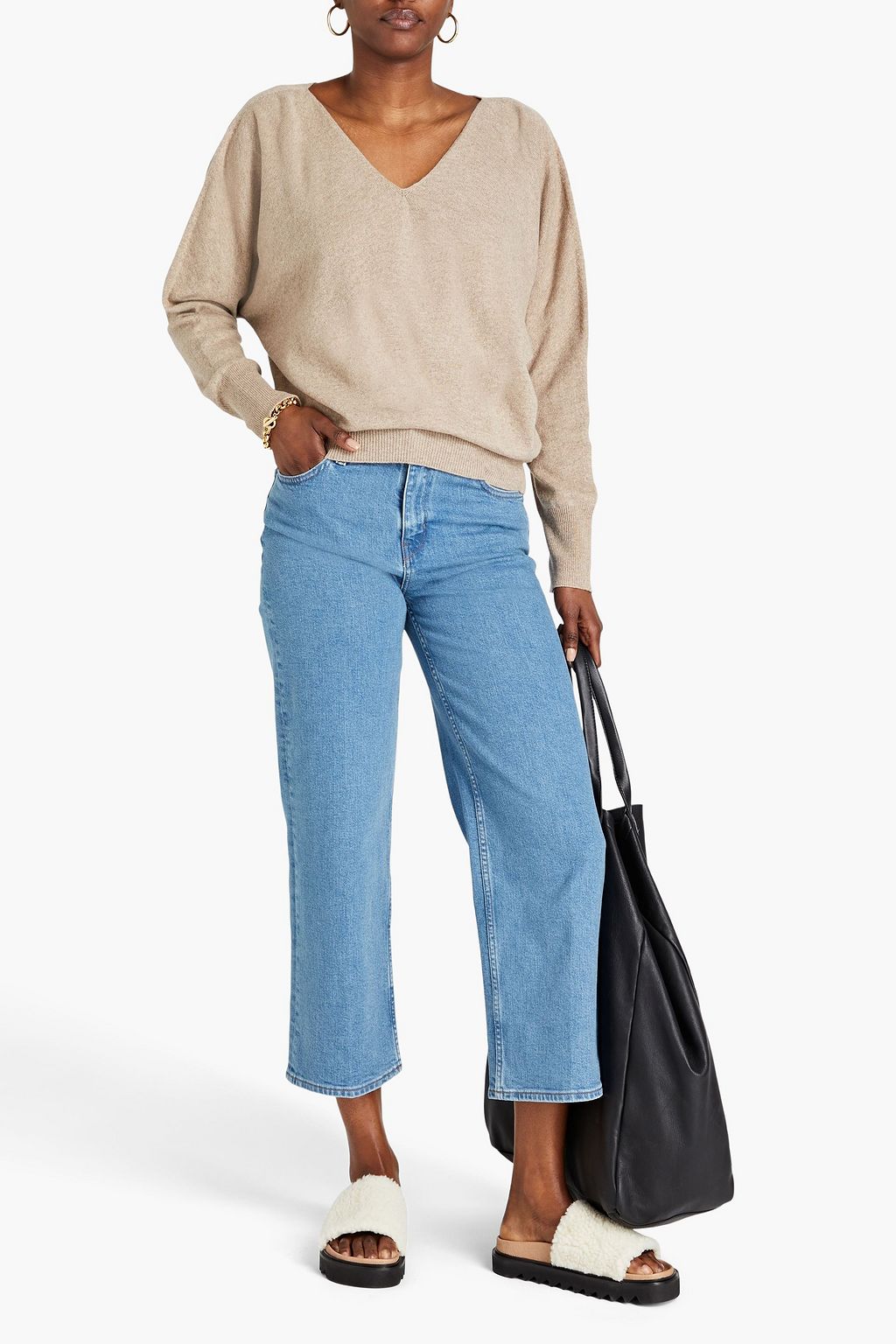THEORY Hoch sitzende Cropped Jeans mit weitem Bein