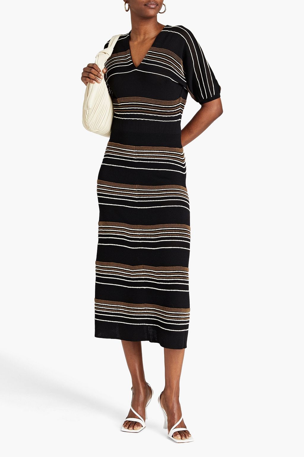 THEORY Otto gestricktes Midikleid mit Streifen