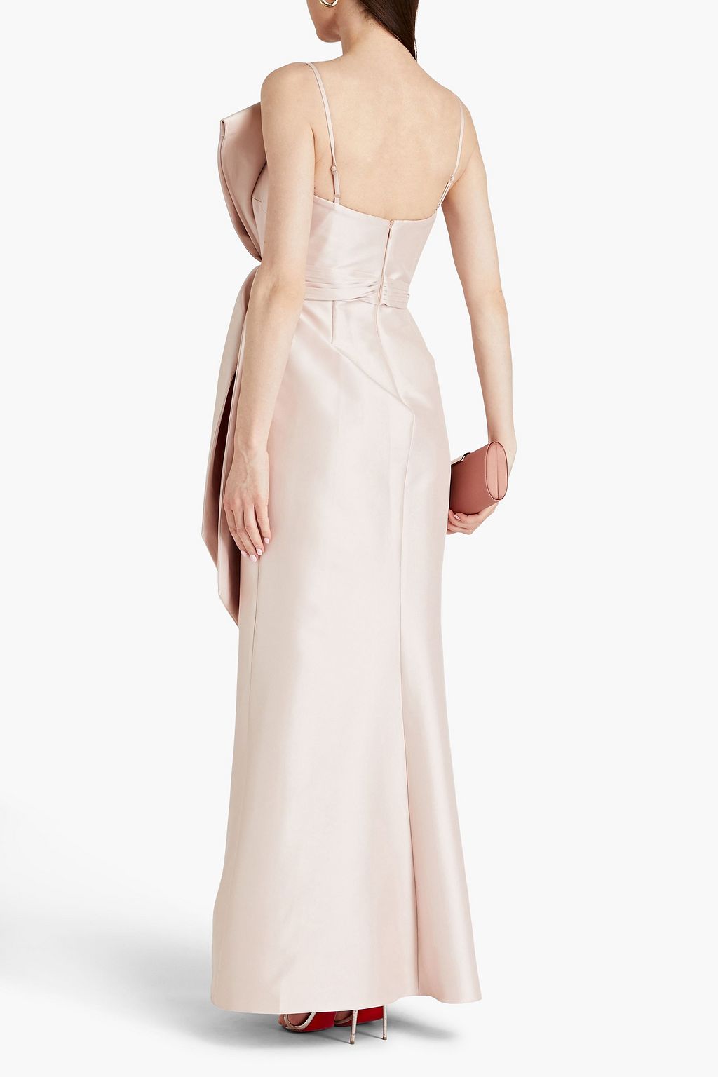 BADGLEY MISCHKA فستان سهرة من قماش الفاي بتصميم منسدل