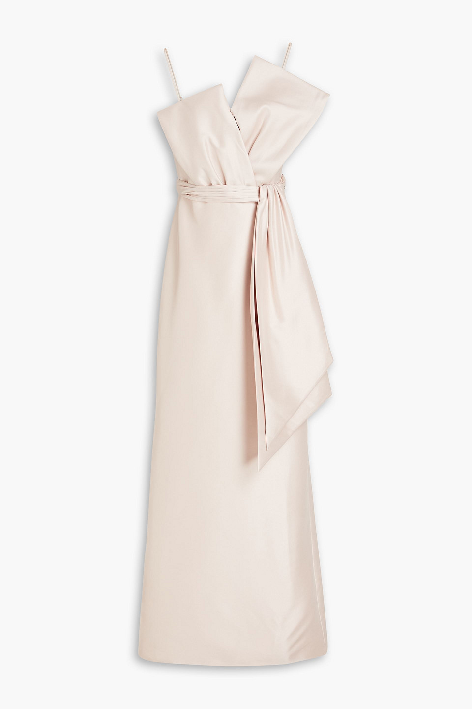 Badgley Mischka Draped Pleated Faille Gown In Pastel Pink | ModeSens