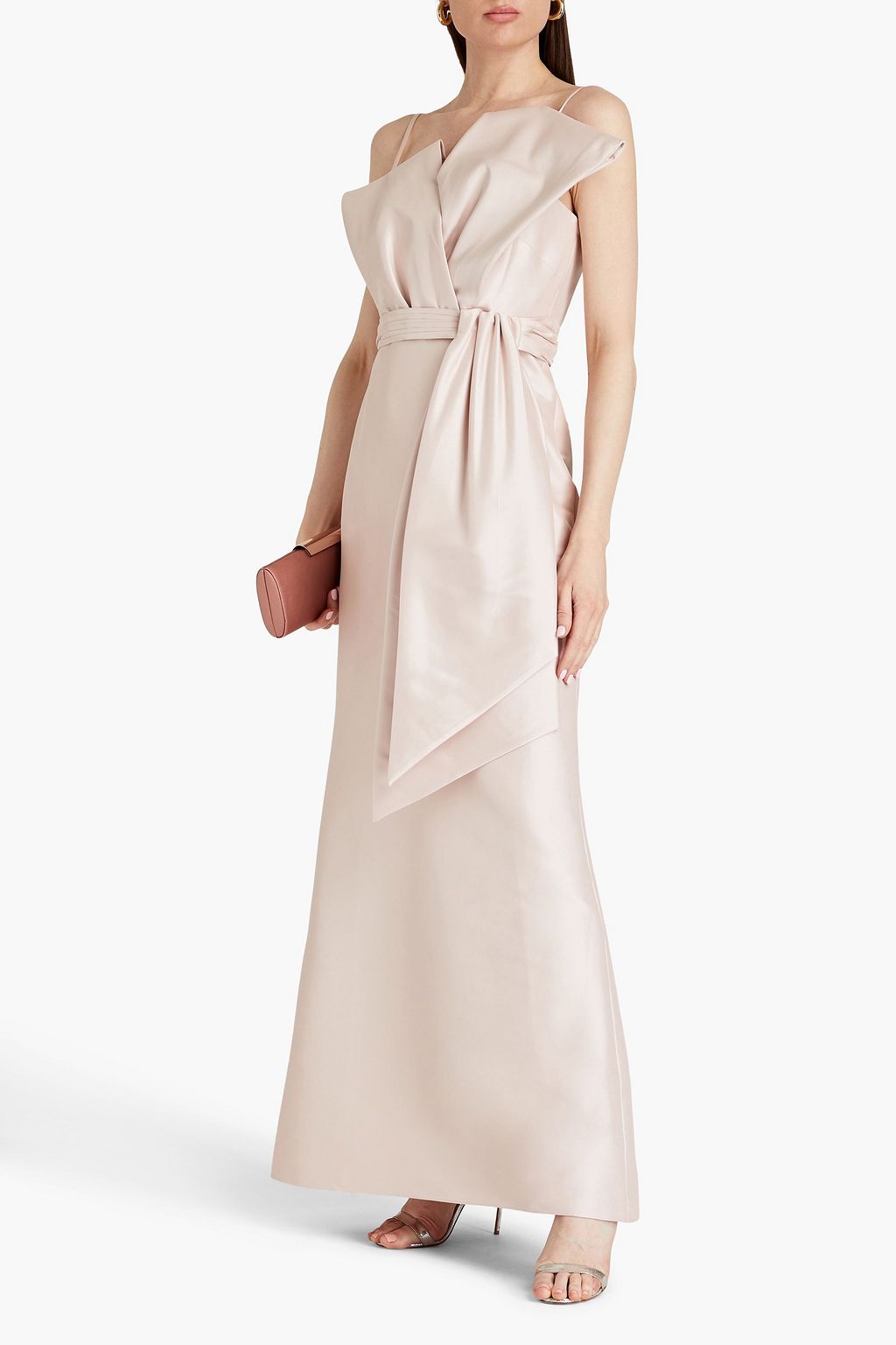 BADGLEY MISCHKA فستان سهرة من قماش الفاي بتصميم منسدل