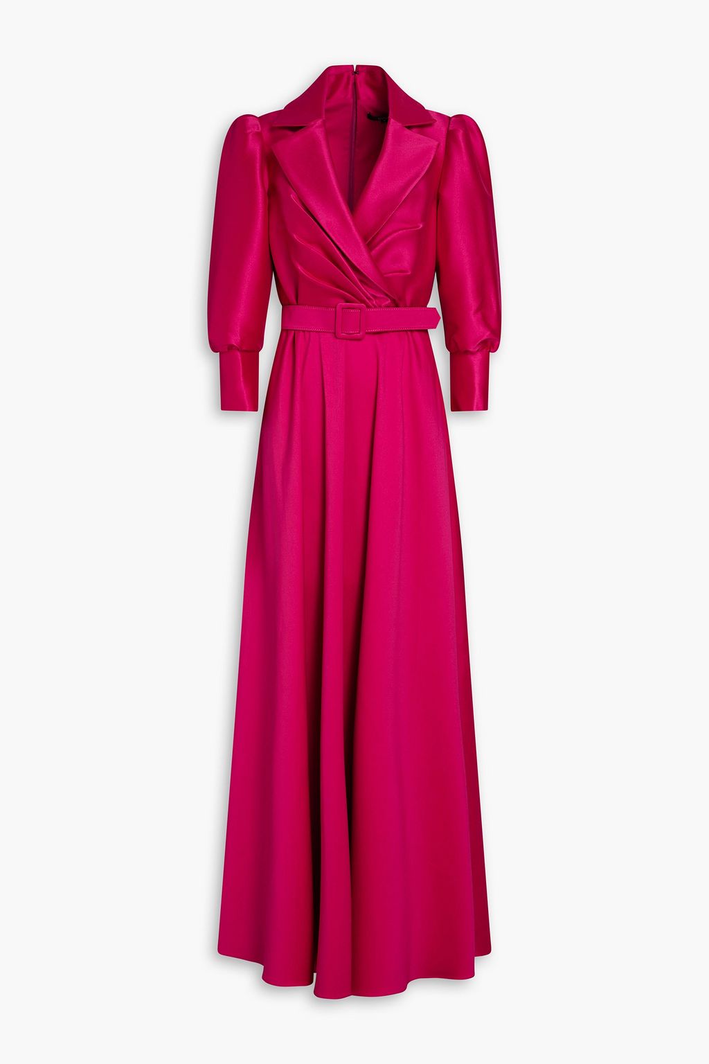 BADGLEY MISCHKA Wrap-effect pleated faille gown | THE OUTNET