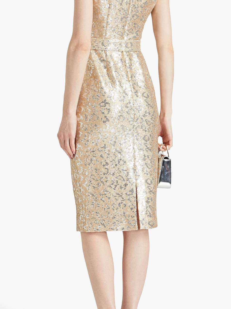 sequined mesh midi dress