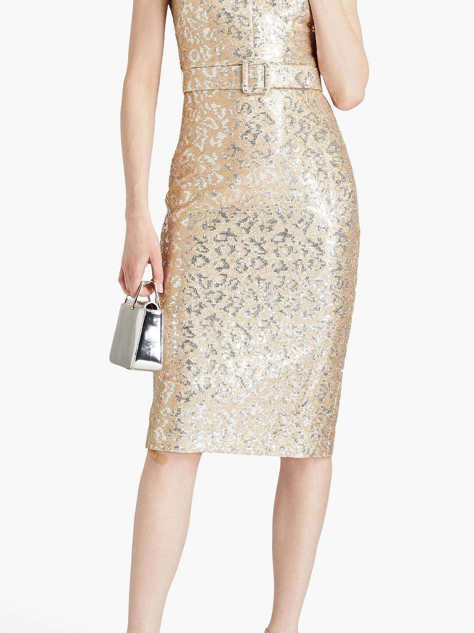 sequined mesh midi dress