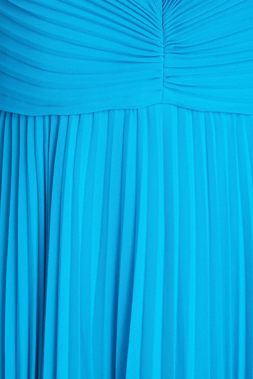 Badgley Mischka Pleated Ruched Georgette Midi Dress In Turquoise