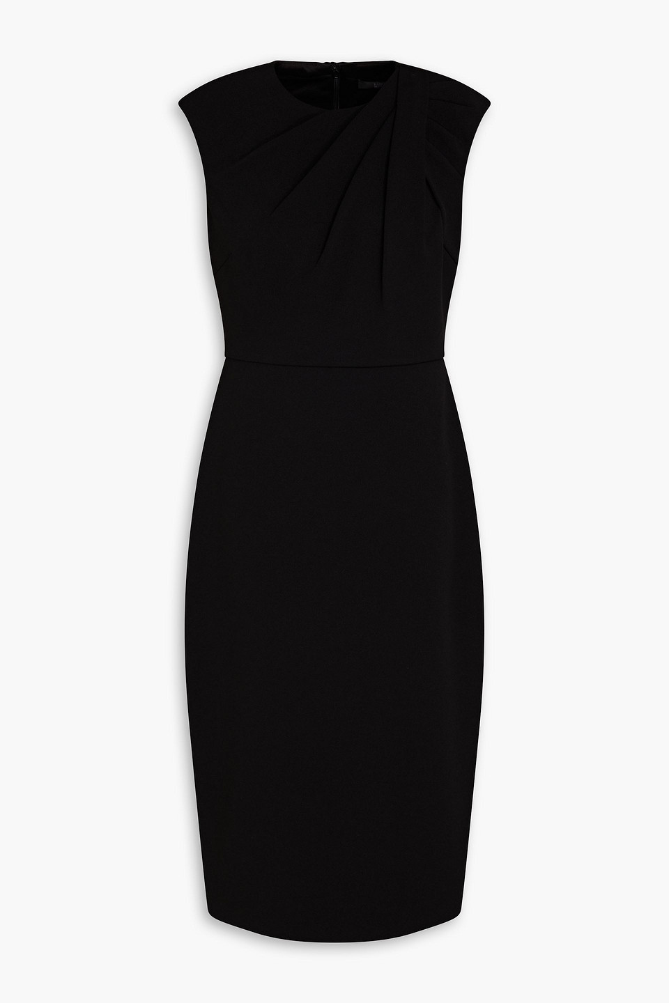 Badgley Mischka Pleated Crepe Midi Dress In Black