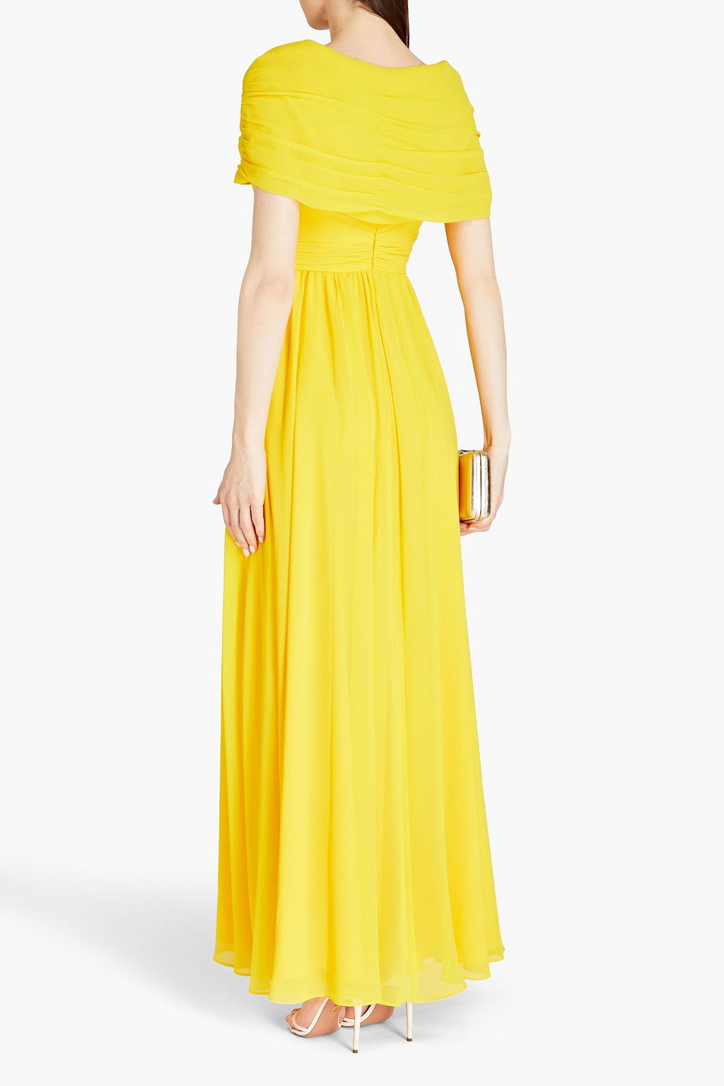 BADGLEY MISCHKA Gathered chiffon gown