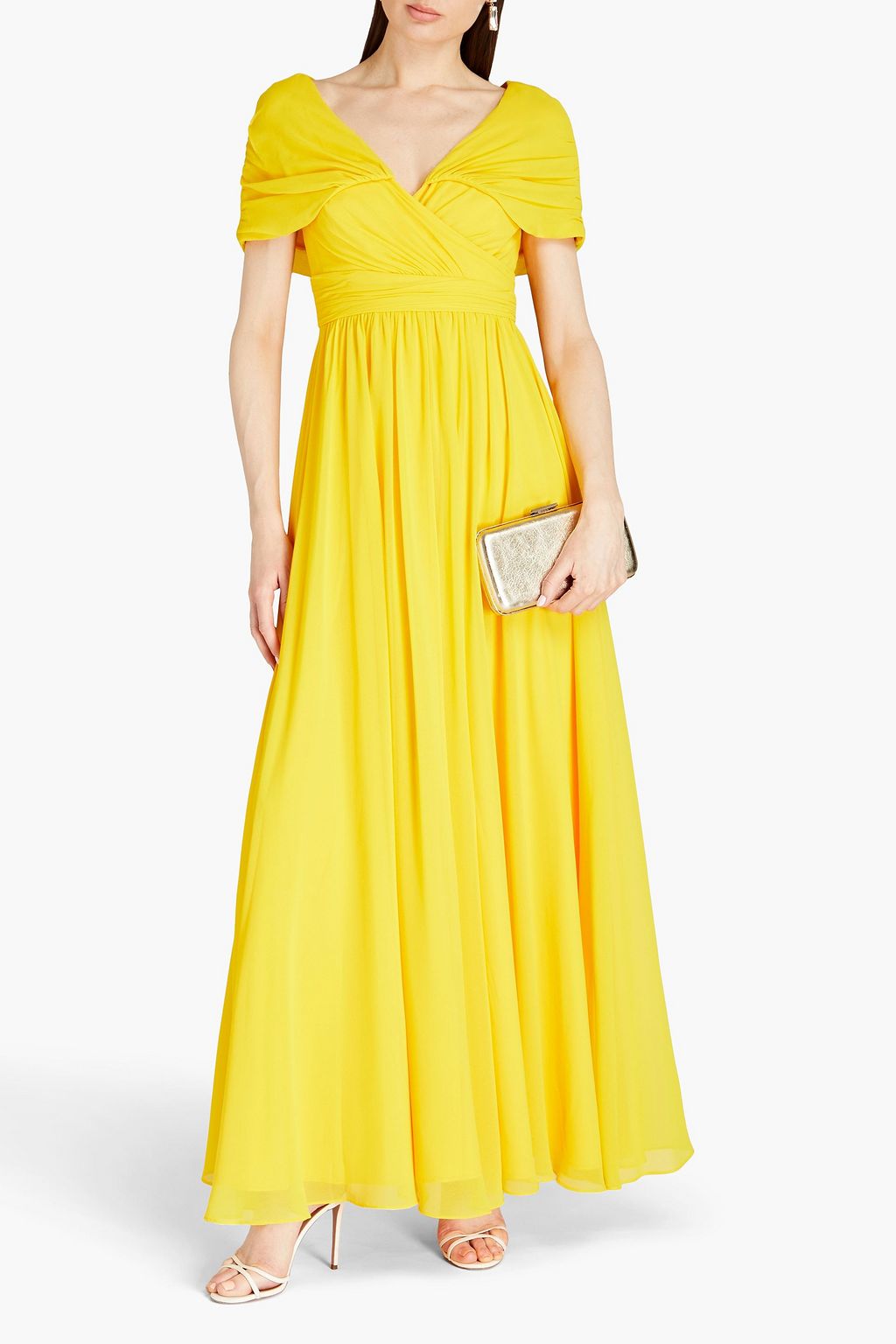 BADGLEY MISCHKA Gathered chiffon gown