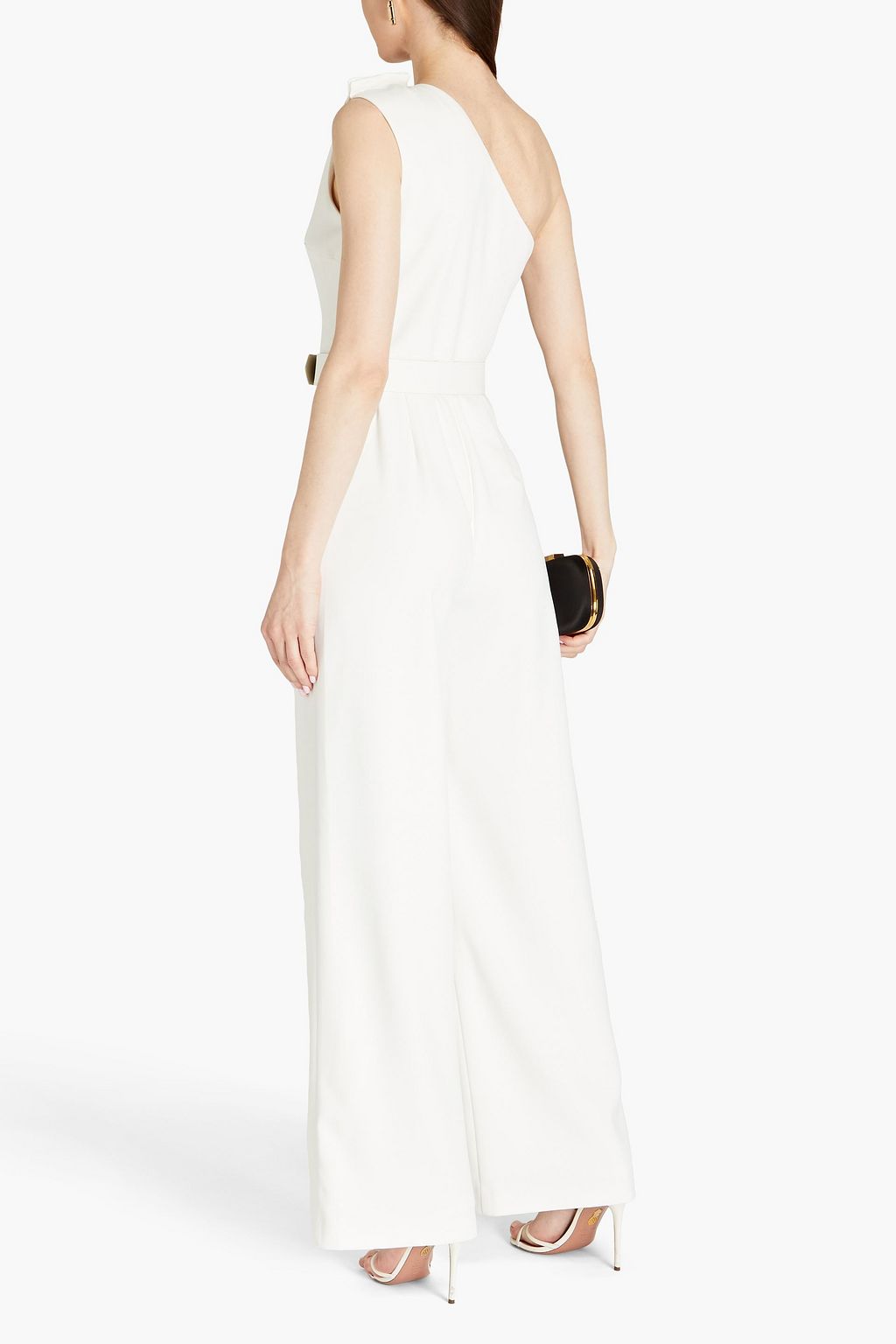 BADGLEY MISCHKA One-shoulder belted crepe wide-leg jumpsuit | Sale up ...