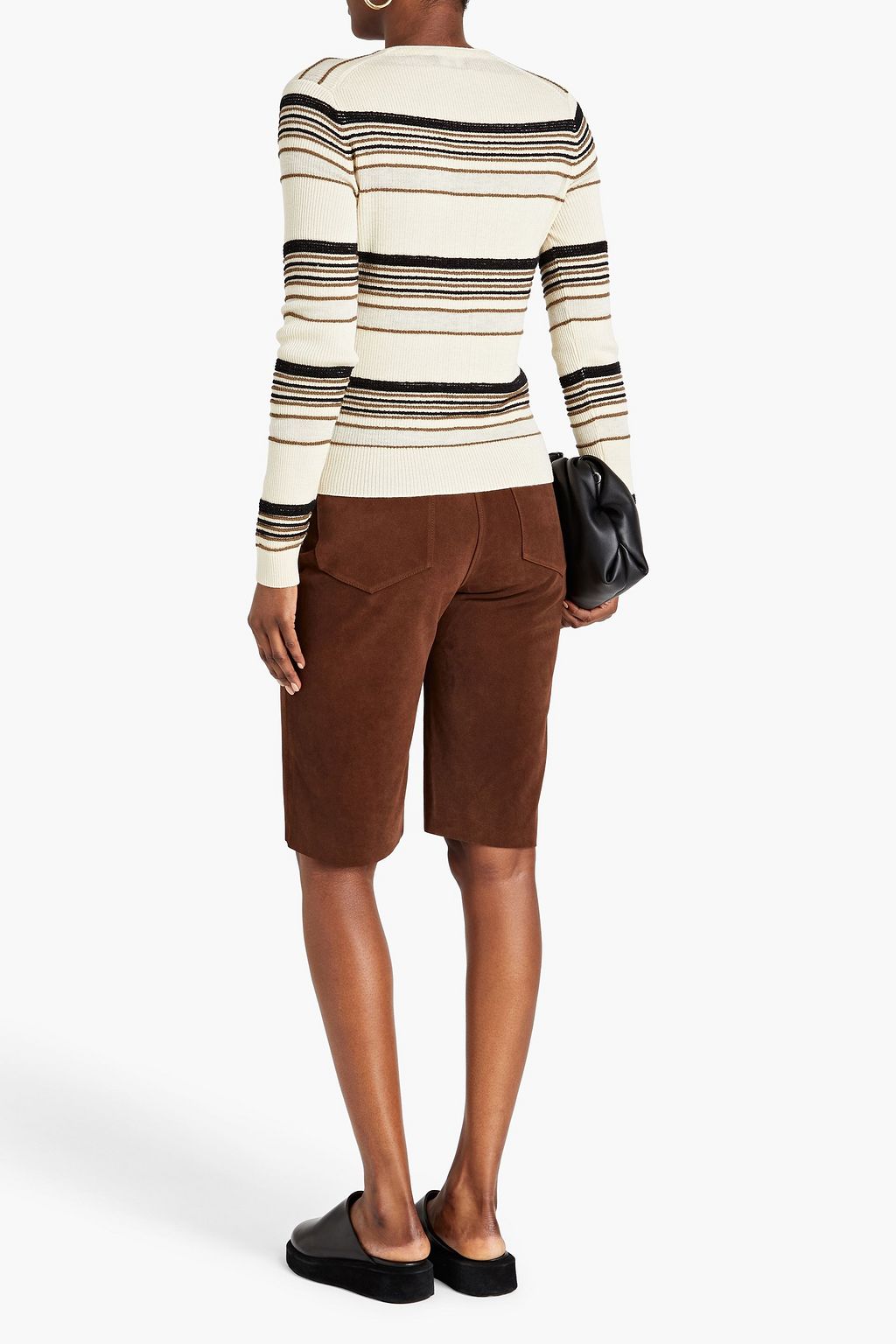 THEORY Otto striped wool-blend cardigan
