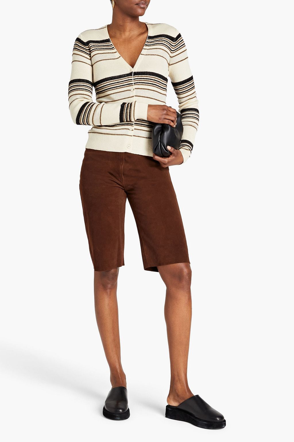 THEORY Otto striped wool-blend cardigan