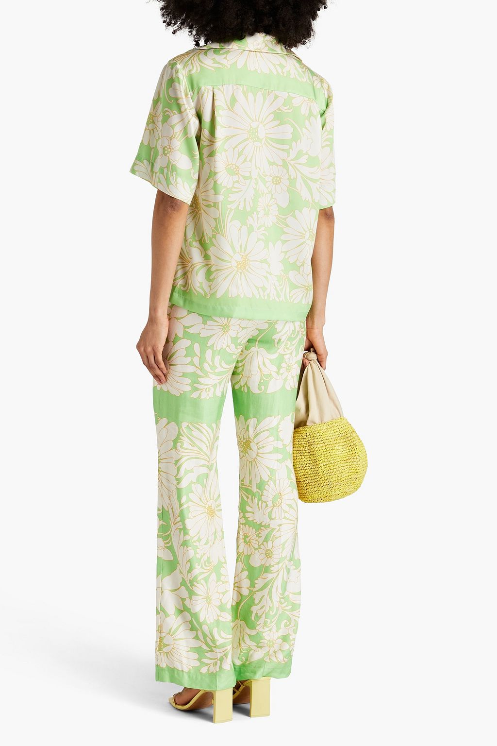 SANDRO Floral-print satin-twill shirt