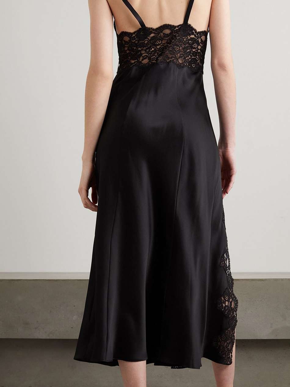 lace-trimmed silk-satin maxi dress