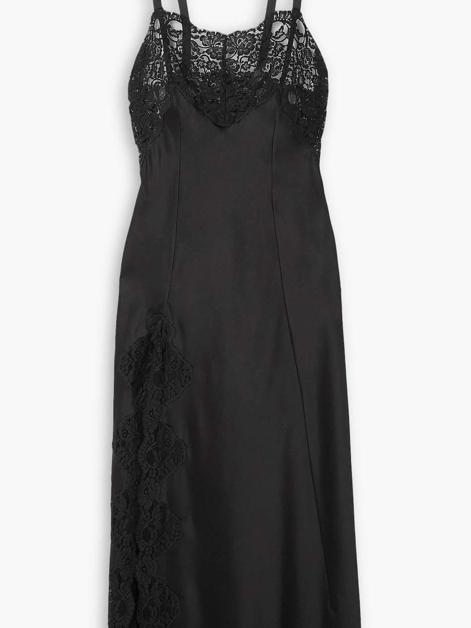 lace-trimmed silk-satin maxi dress