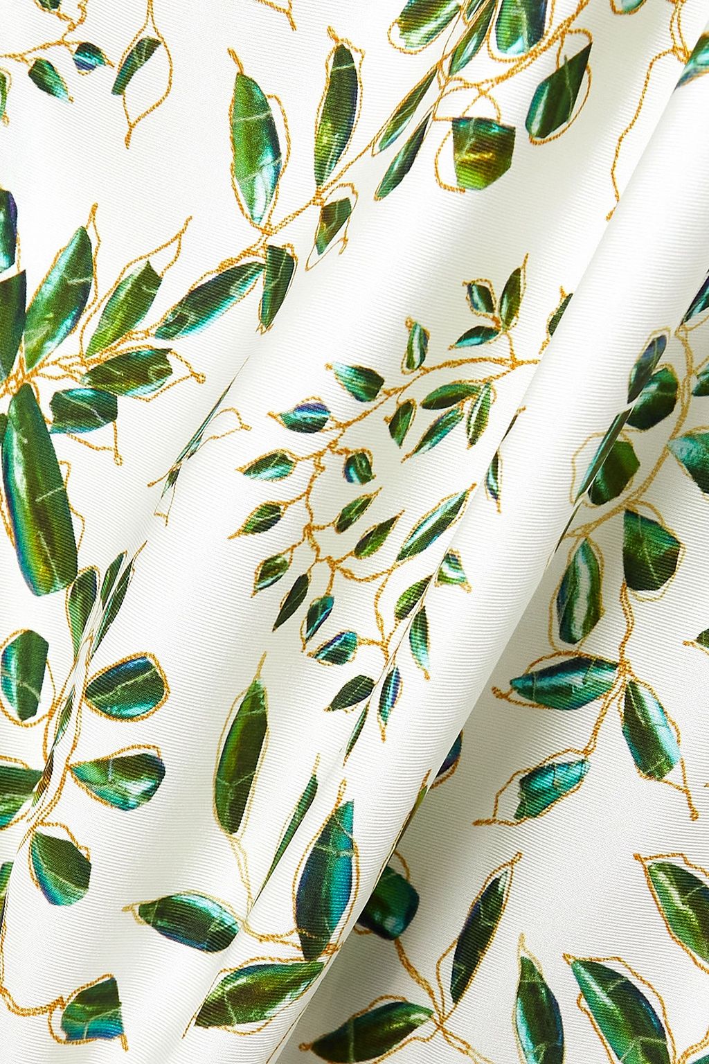 RODARTE Cold-shoulder tulle-trimmed floral-print silk-twill midi dress