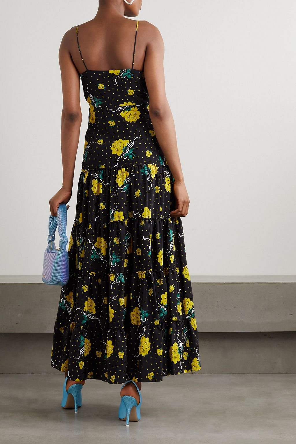 RODARTE Appliquéd printed silk crepe de chine maxi dress