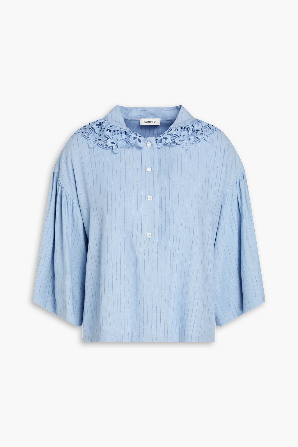 SANDRO Thibaut guipure lace-trimmed woven top | THE OUTNET