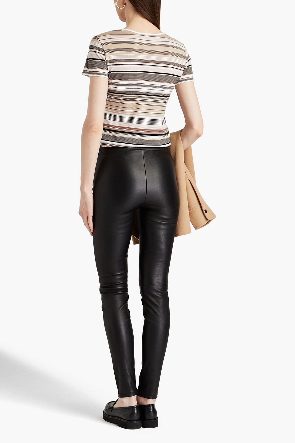 Shop Theory Bristol Leather Leggings In Black