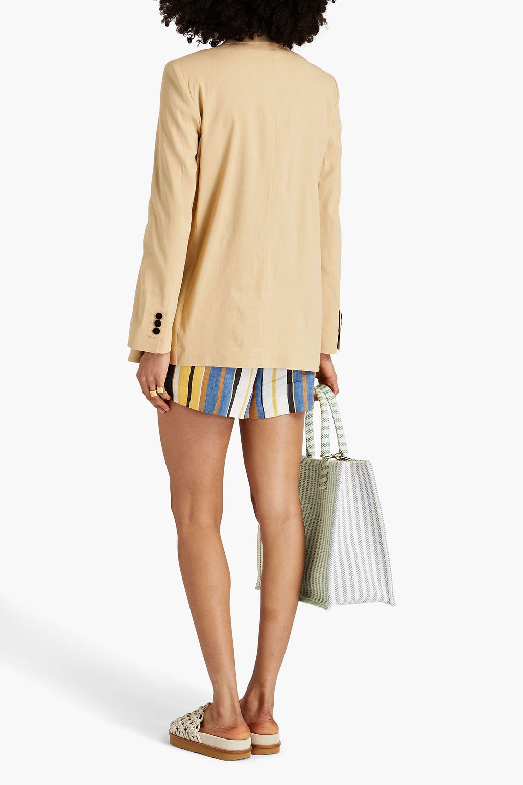 THEORY Double-breasted linen-blend blazer
