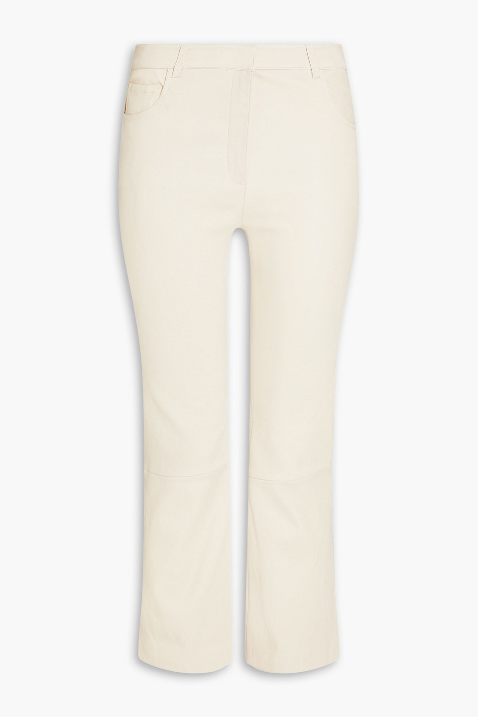 Theory Urban Leather Kick-flare Trousers In Beige