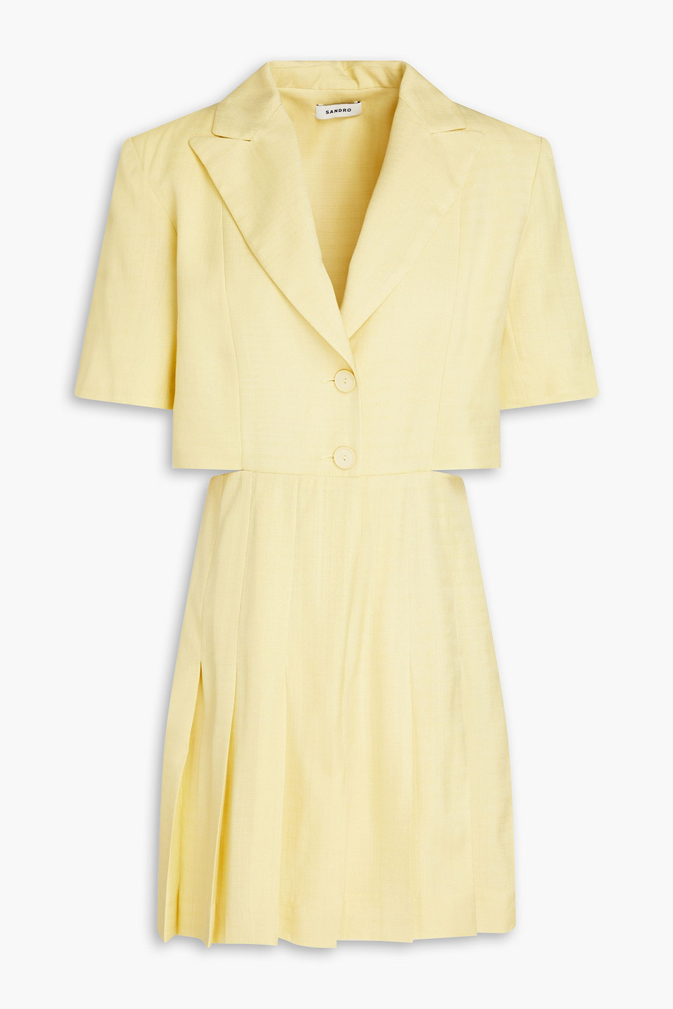 Sandro Lilirose Cutout Woven Mini Shirt Dress In Yellow