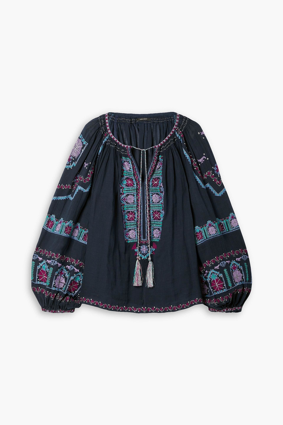 Isabel Marant - Clive embroidered cotton-voile blouse - Blue - FR 36