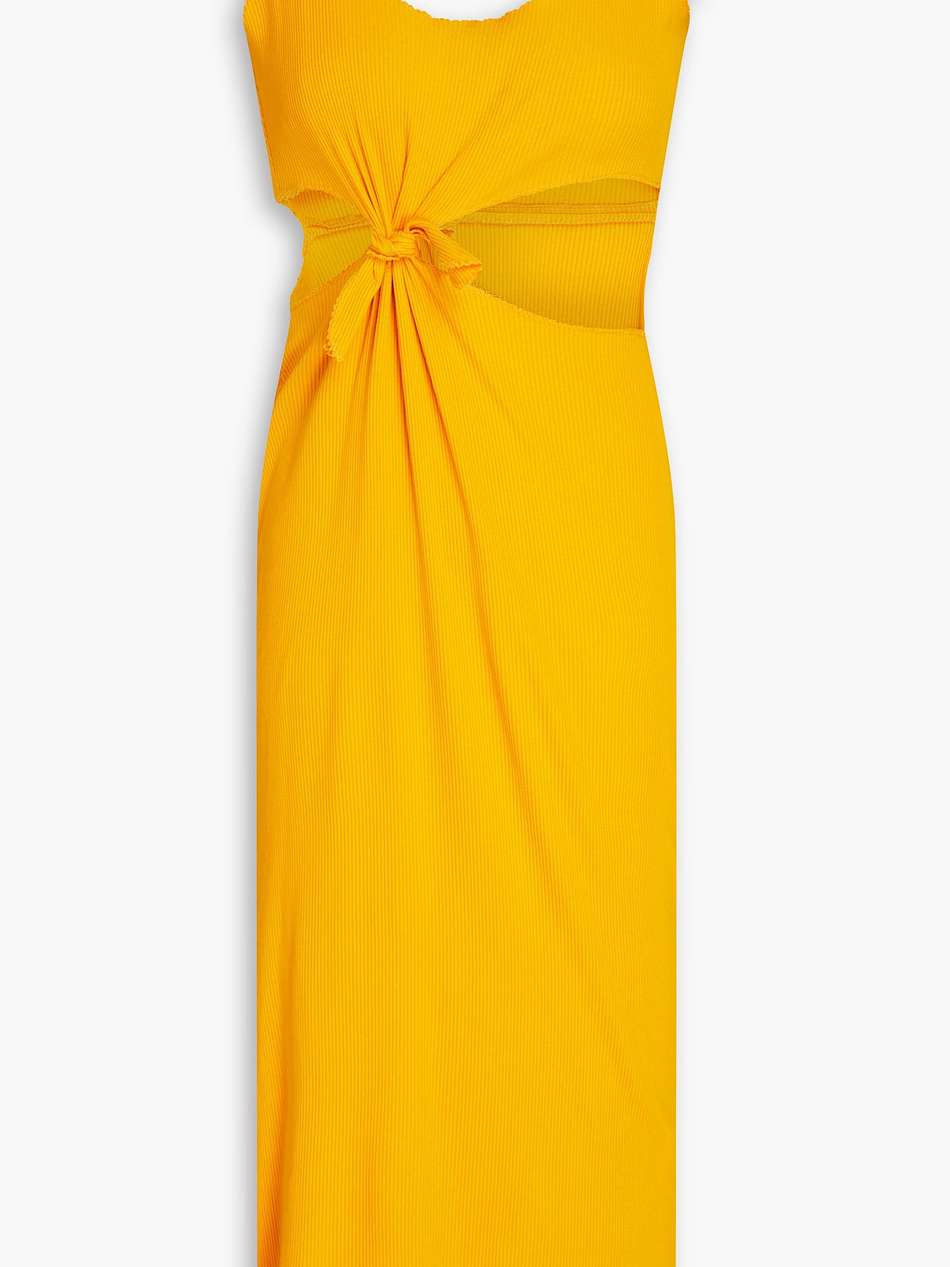 knotted cutout ribbed jersey midi dress