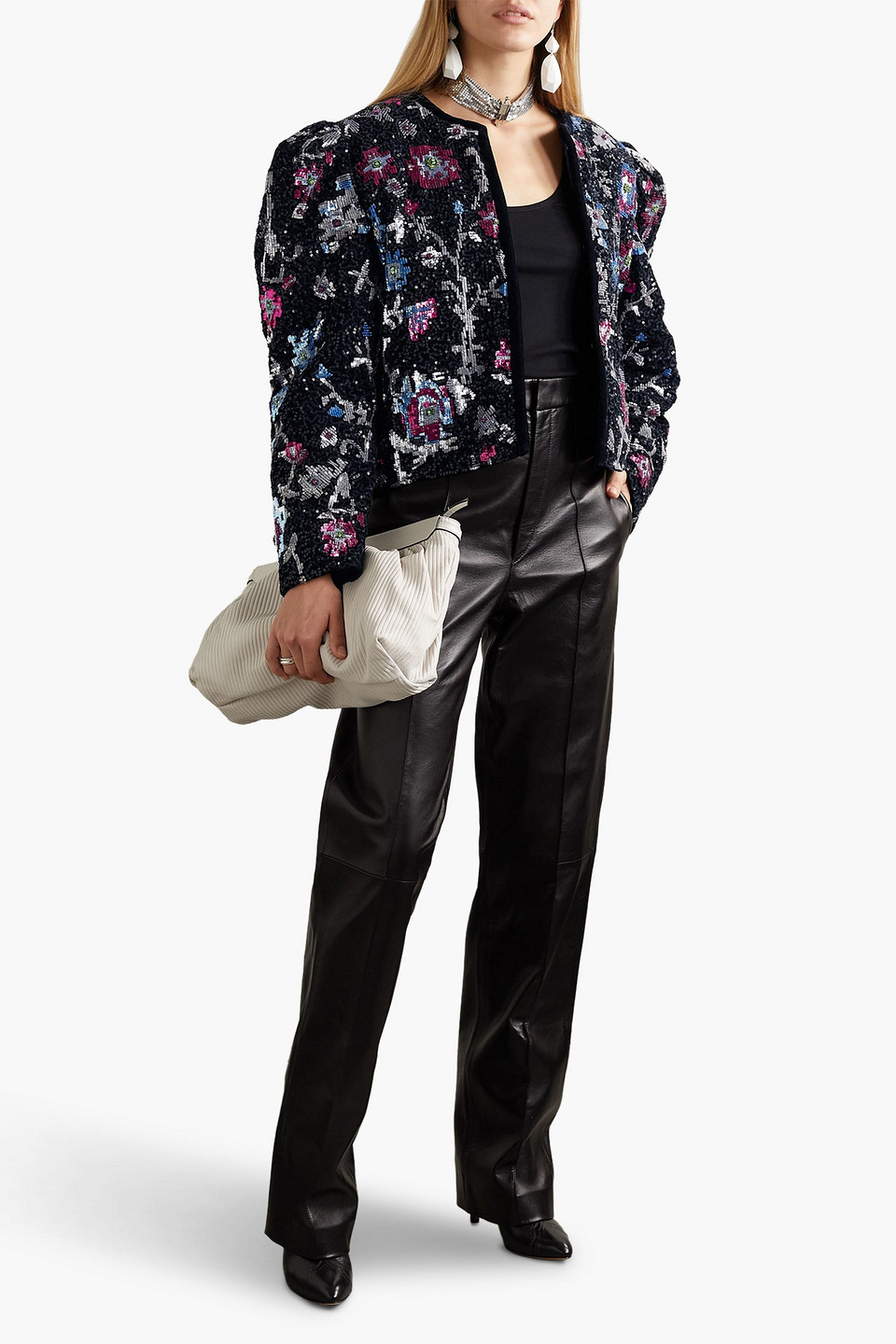 Isabel Marant Marjoya Embellished Velvet Jacket In Black