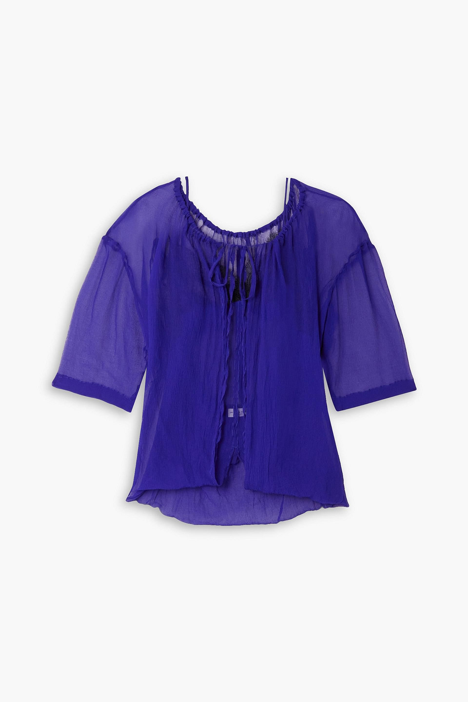 Dries Van Noten Layered Silk-blend Crepon Top In Blue