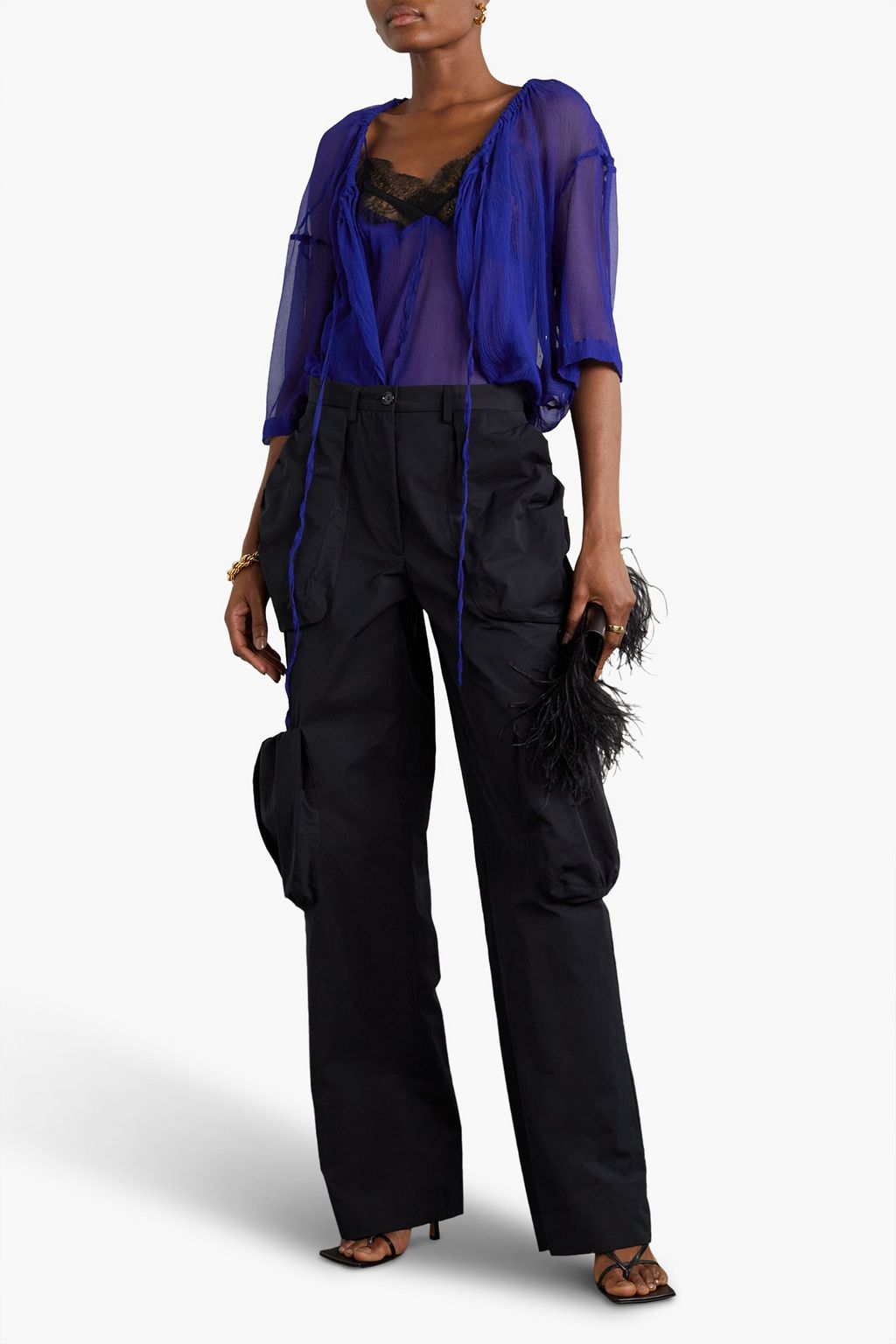 DRIES VAN NOTEN Layered silk-blend crepon top